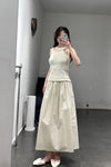 SWAYING/KNIT handmade crochet patchwork skirt SW24SS3B28 apricot